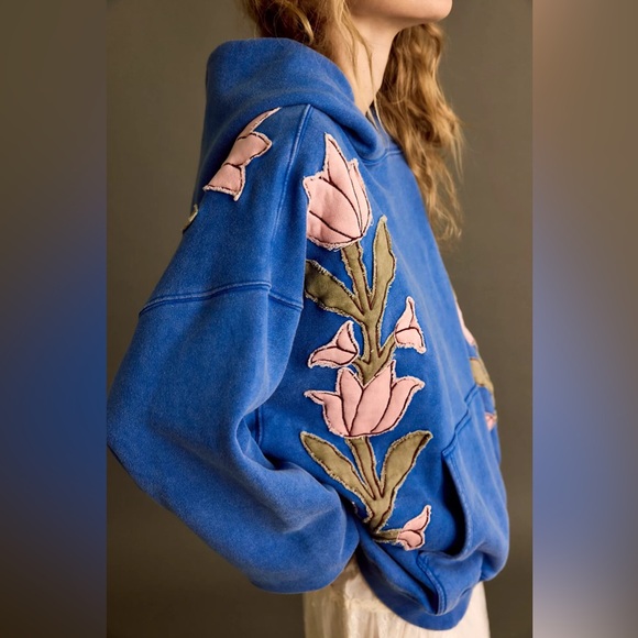 Free people We The Free It's A Vibe Flowers Hoodie cobalt blue - Picture 10 of 11
